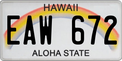 HI license plate EAW672