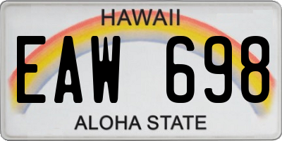 HI license plate EAW698
