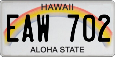 HI license plate EAW702