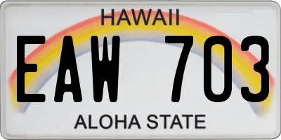 HI license plate EAW703