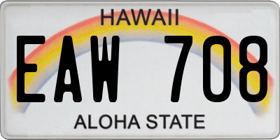 HI license plate EAW708