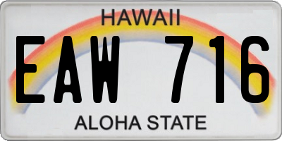 HI license plate EAW716