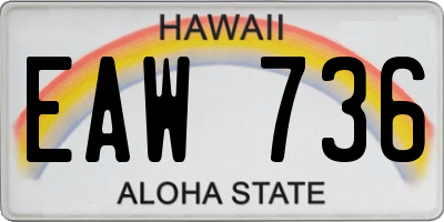 HI license plate EAW736