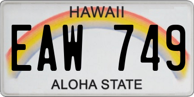 HI license plate EAW749