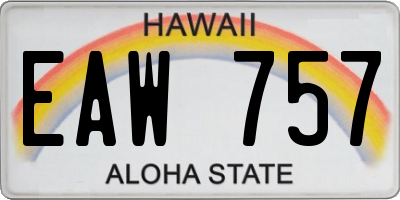 HI license plate EAW757