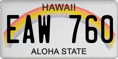 HI license plate EAW760