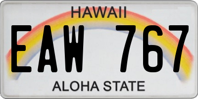 HI license plate EAW767