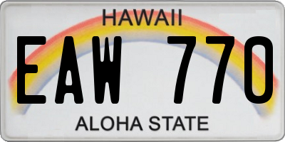 HI license plate EAW770