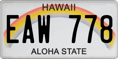 HI license plate EAW778