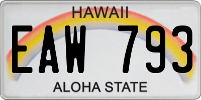 HI license plate EAW793