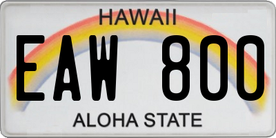 HI license plate EAW800