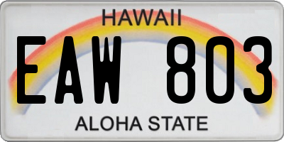 HI license plate EAW803