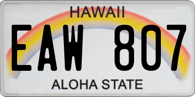 HI license plate EAW807
