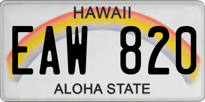 HI license plate EAW820
