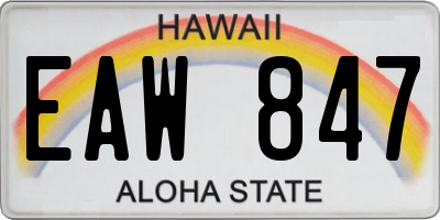 HI license plate EAW847
