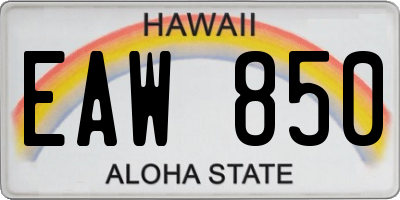 HI license plate EAW850