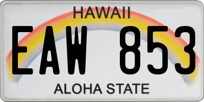 HI license plate EAW853