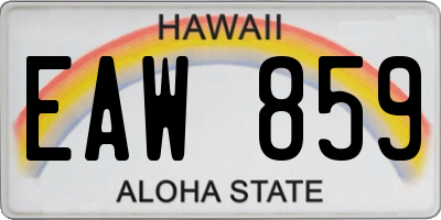 HI license plate EAW859