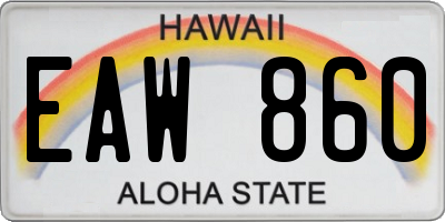 HI license plate EAW860