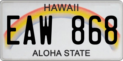 HI license plate EAW868