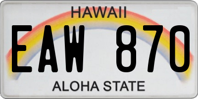 HI license plate EAW870