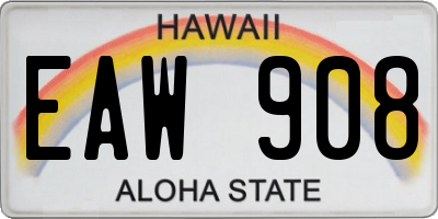 HI license plate EAW908