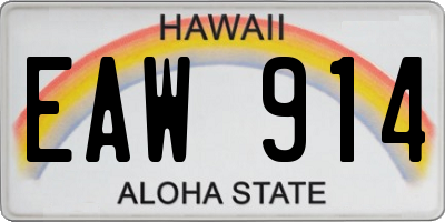 HI license plate EAW914