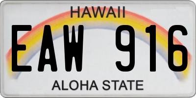 HI license plate EAW916