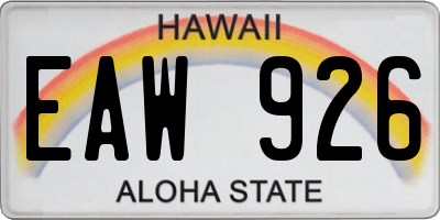 HI license plate EAW926