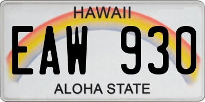 HI license plate EAW930