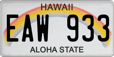 HI license plate EAW933