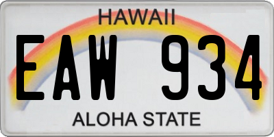 HI license plate EAW934