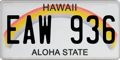 HI license plate EAW936