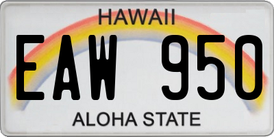 HI license plate EAW950