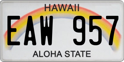 HI license plate EAW957