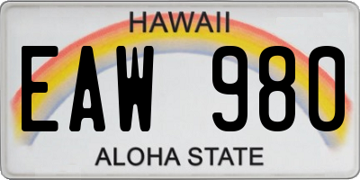 HI license plate EAW980