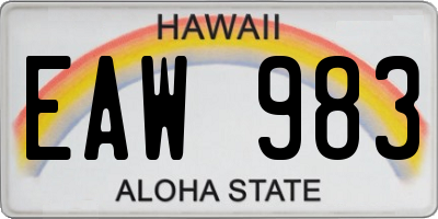 HI license plate EAW983