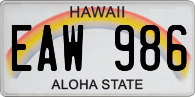 HI license plate EAW986