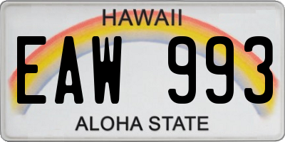 HI license plate EAW993