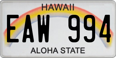 HI license plate EAW994