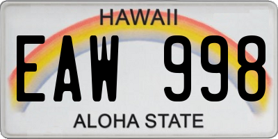 HI license plate EAW998