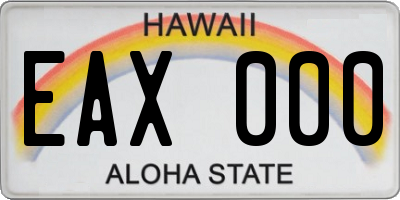 HI license plate EAX000
