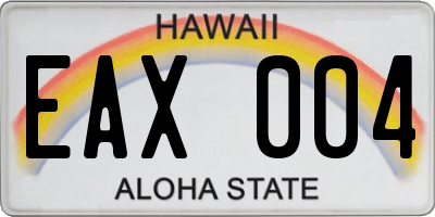 HI license plate EAX004