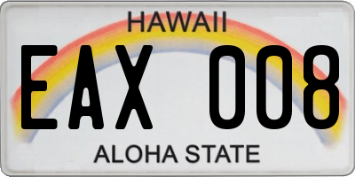 HI license plate EAX008