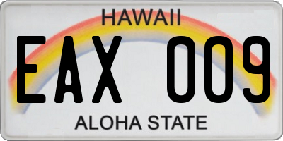 HI license plate EAX009