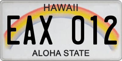 HI license plate EAX012