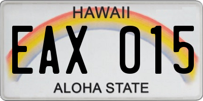 HI license plate EAX015