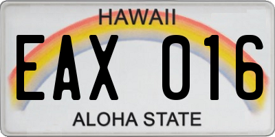 HI license plate EAX016