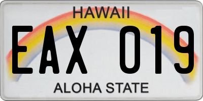 HI license plate EAX019