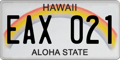 HI license plate EAX021